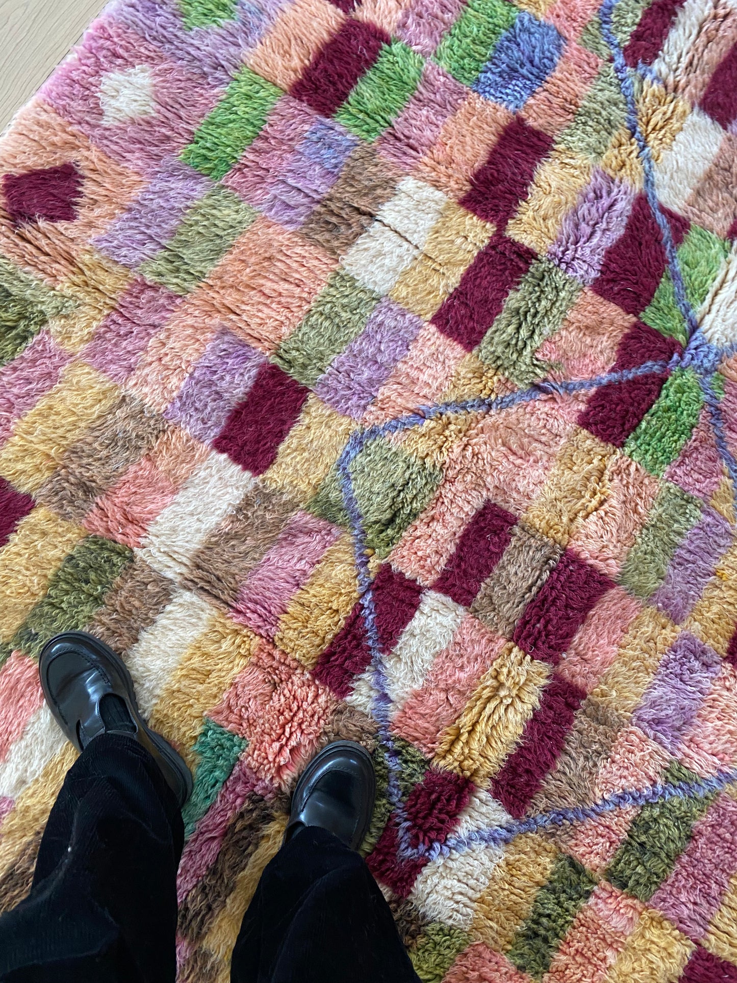 Beni Ouarain Moroccan Colorful Rug (1059) 303x202cm - Spilled Red Wine