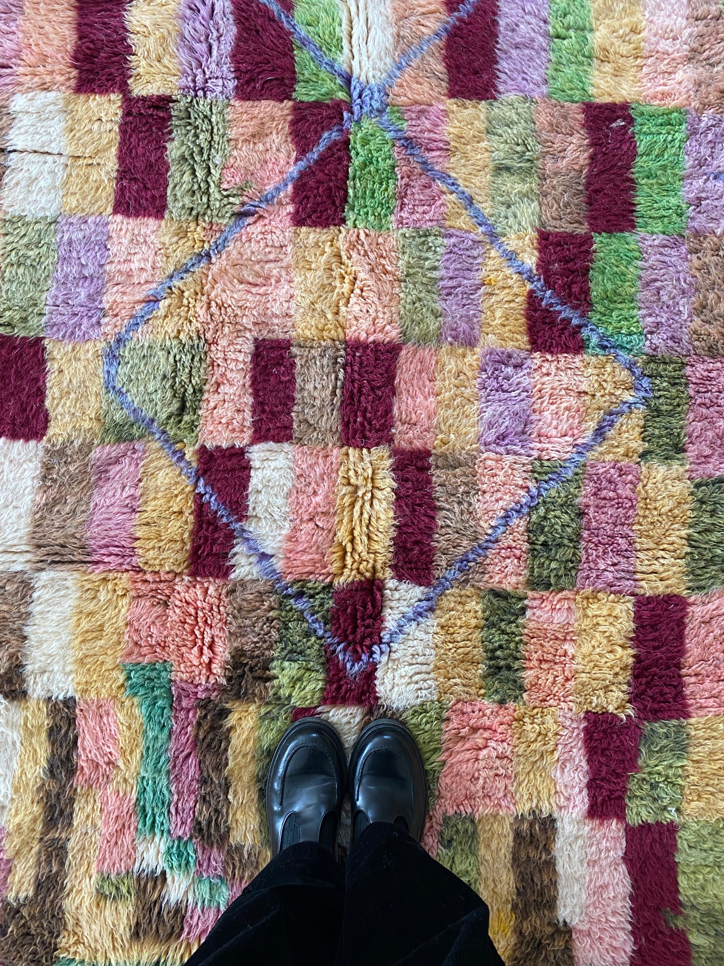 Beni Ouarain Moroccan Colorful Rug (1059) 303x202cm - Spilled Red Wine