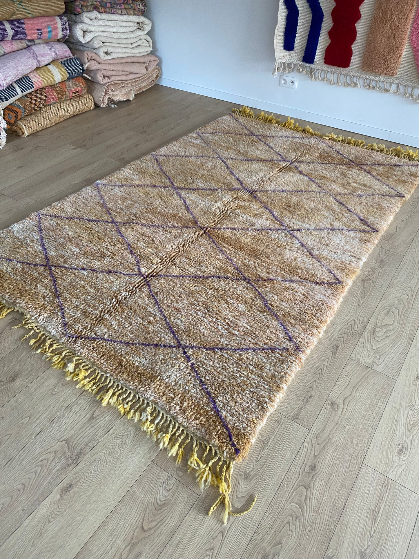 Beni Ouarain Moroccan Colorful Rug (1045) 255x170cm - Oatmeal