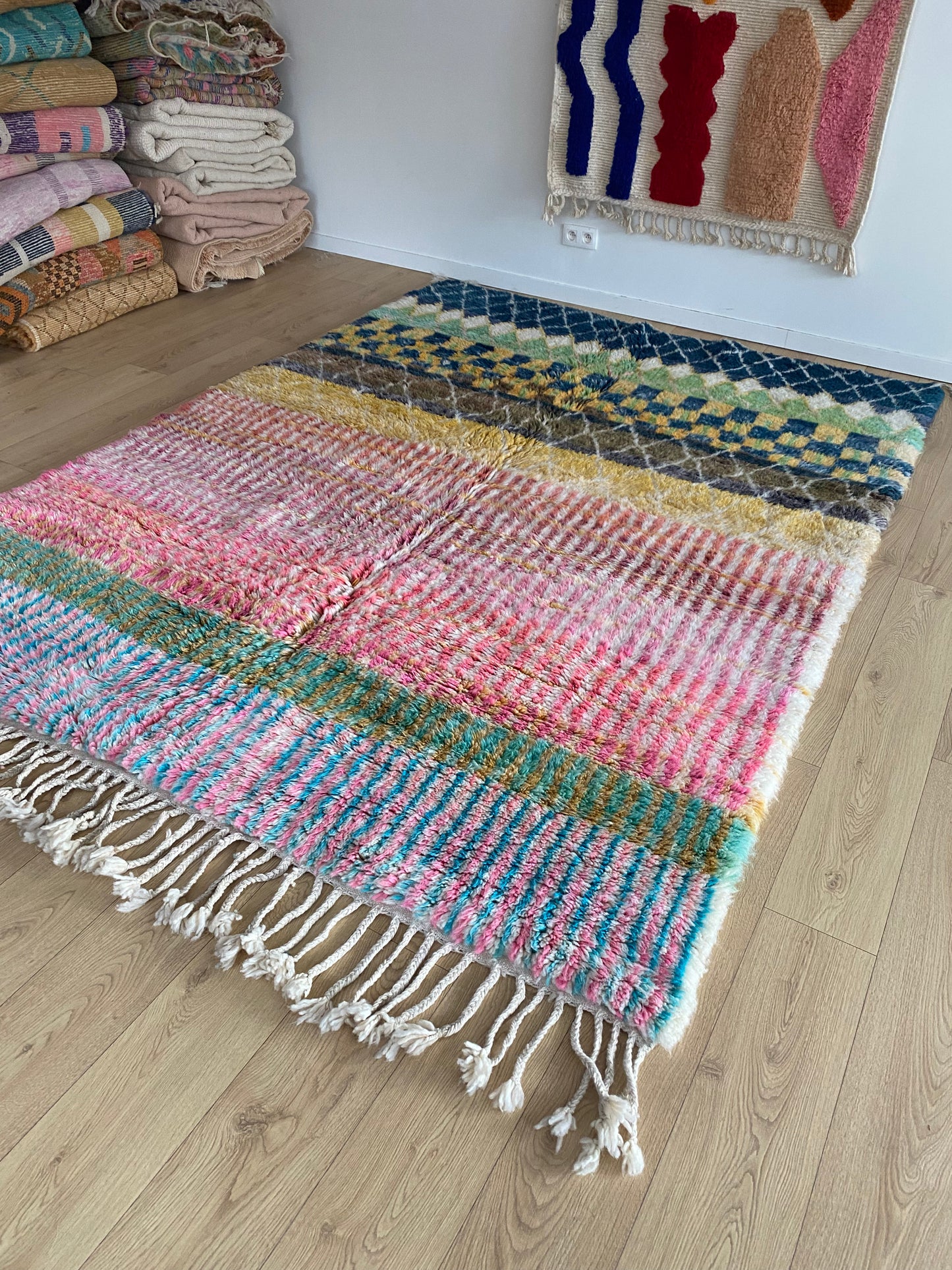 Beni Ouarain Moroccan Colorful Rug (1062) 291x213cm - Circus