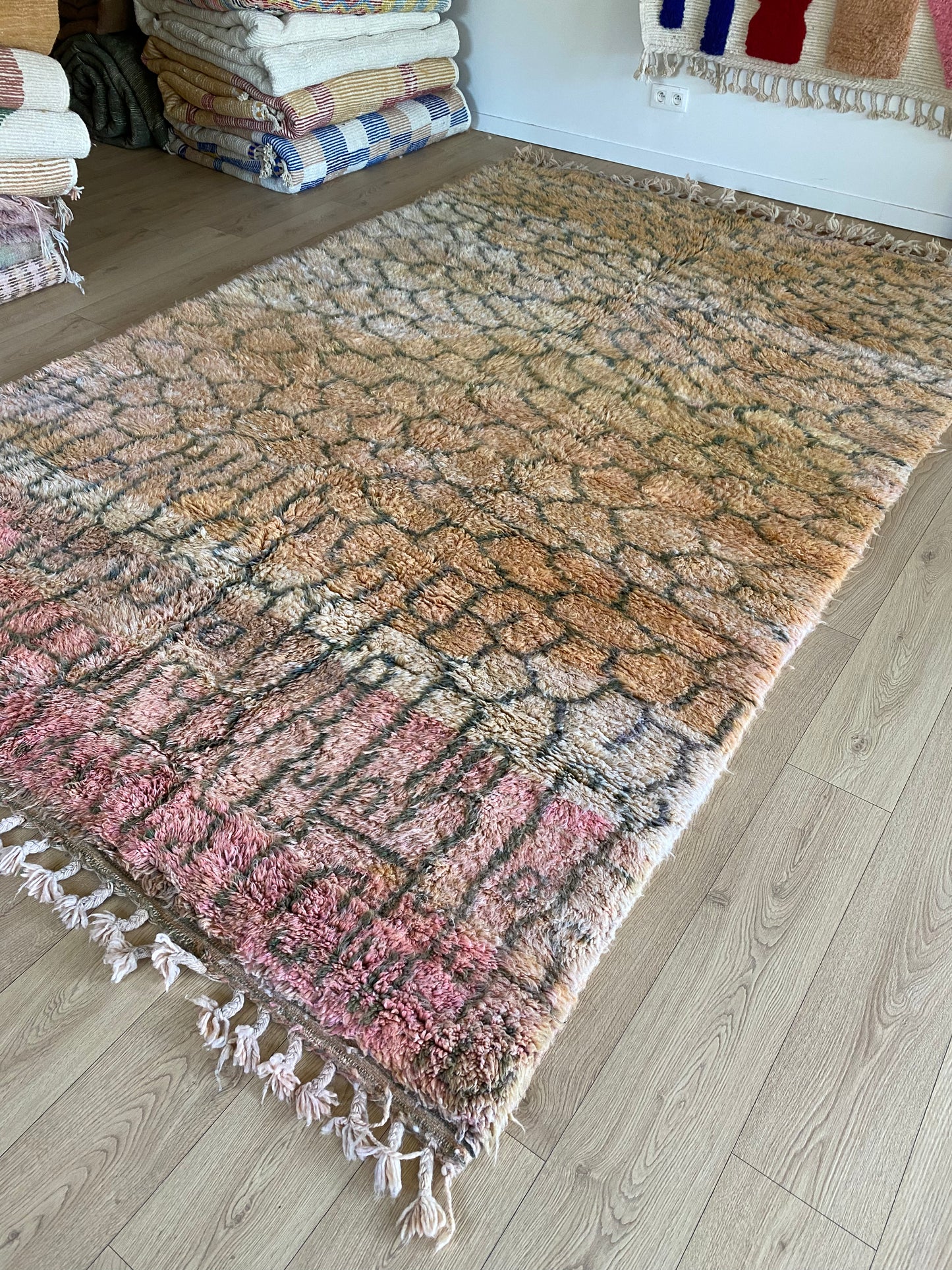 Beni Ouarain Moroccan Colorful Rug (1139) 309x209cm - Honeycomb