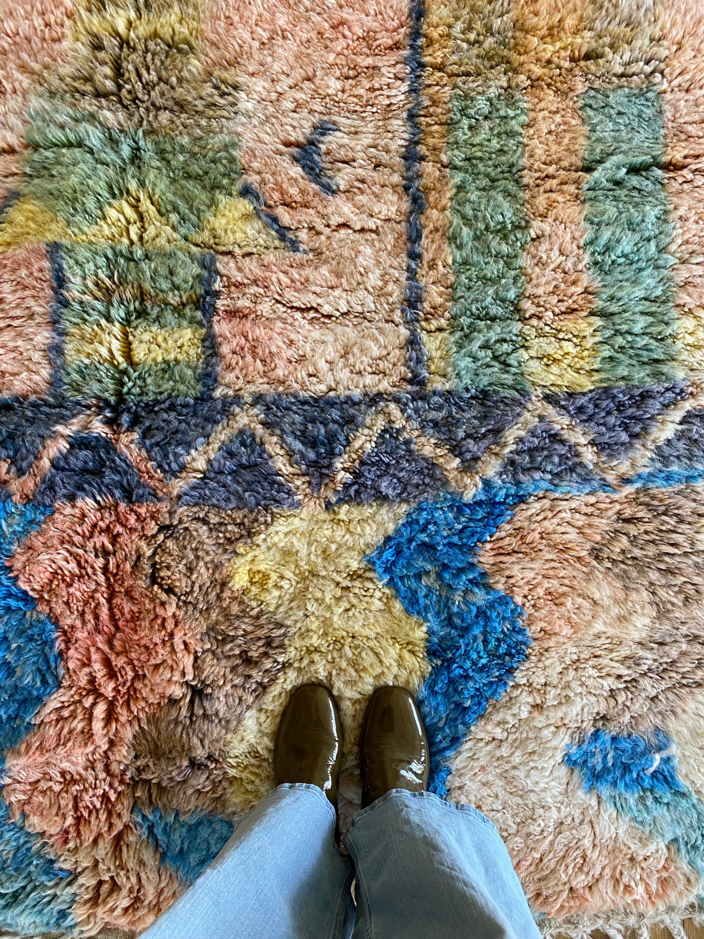 Beni Ouarain Moroccan Colorful Rug (1101) 247x165cm - Pastel Blue