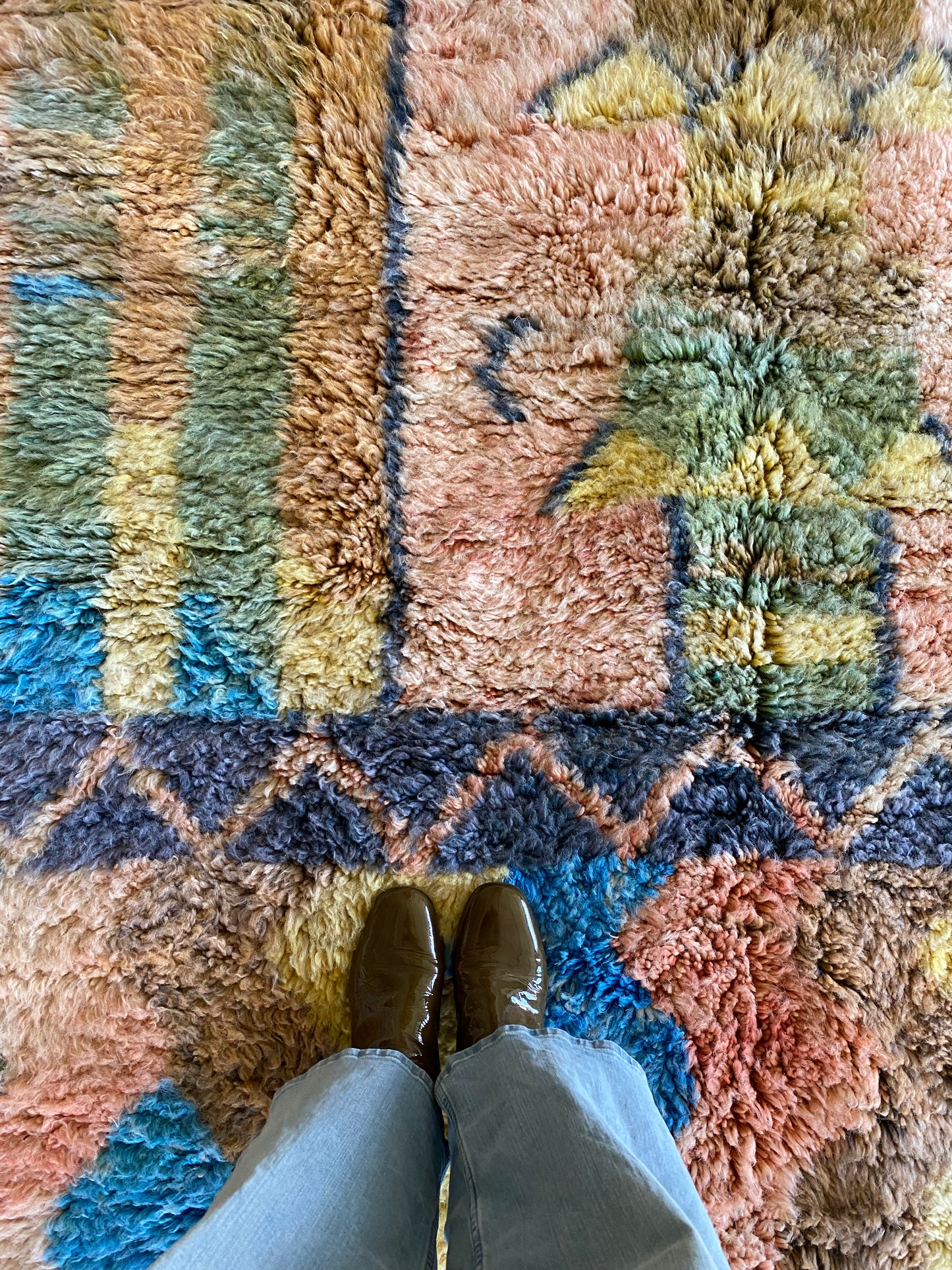 Beni Ouarain Moroccan Colorful Rug (1101) 247x165cm - Pastel Blue