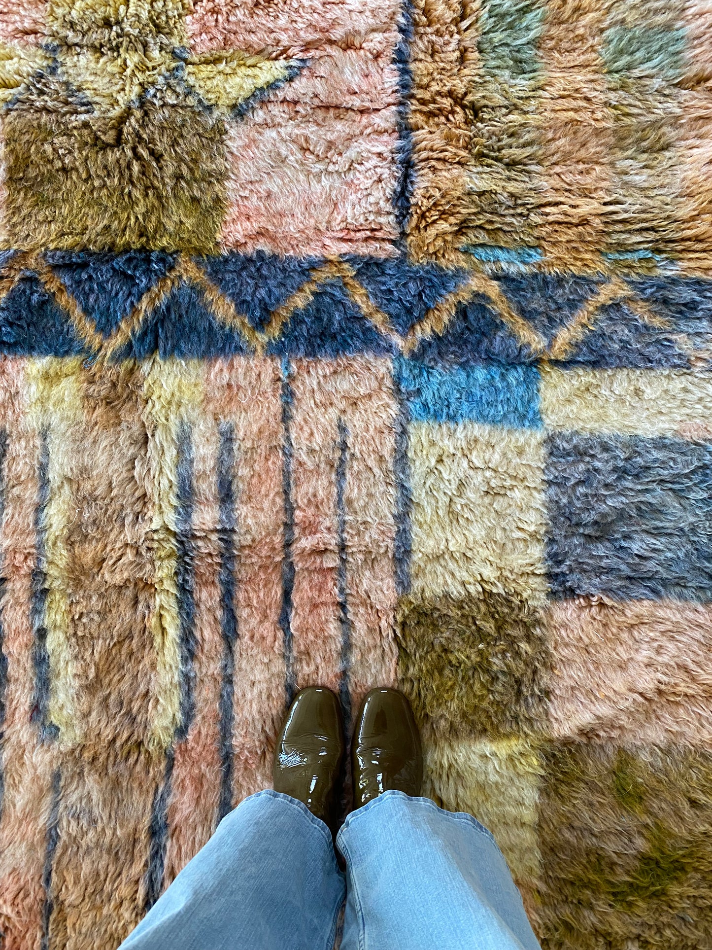Beni Ouarain Moroccan Colorful Rug (1101) 247x165cm - Pastel Blue