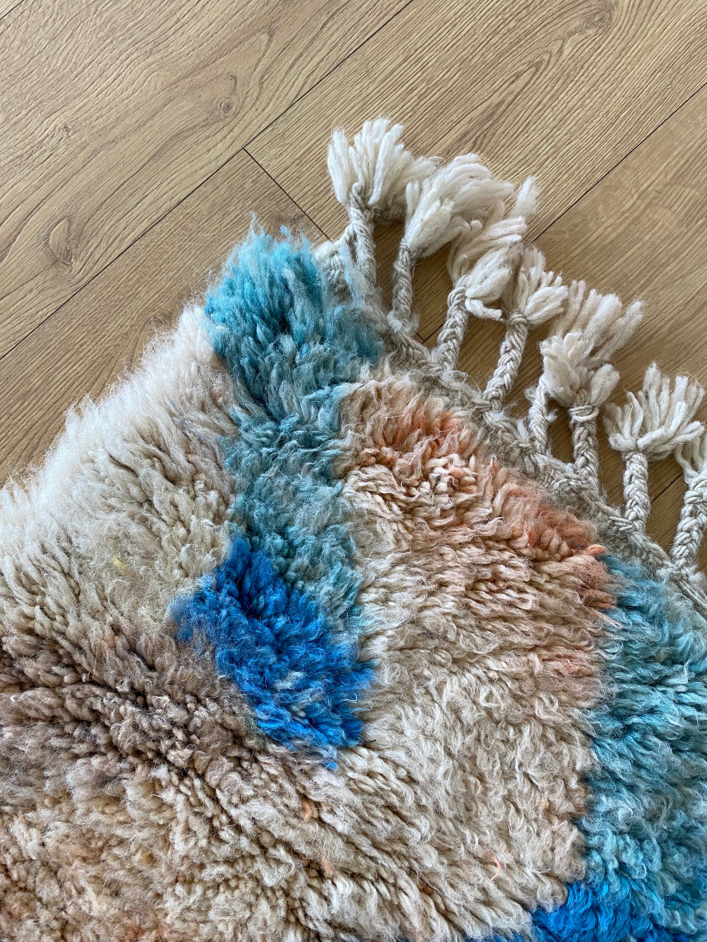 Beni Ouarain Moroccan Colorful Rug (1101) 247x165cm - Pastel Blue