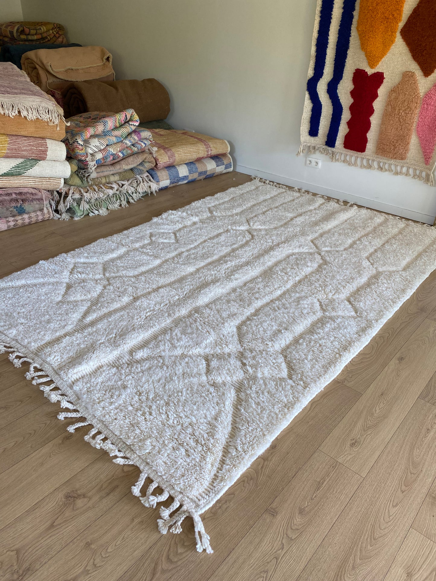 Tapis Beni Ouarain coloré (1131) 294x200cm - Snow