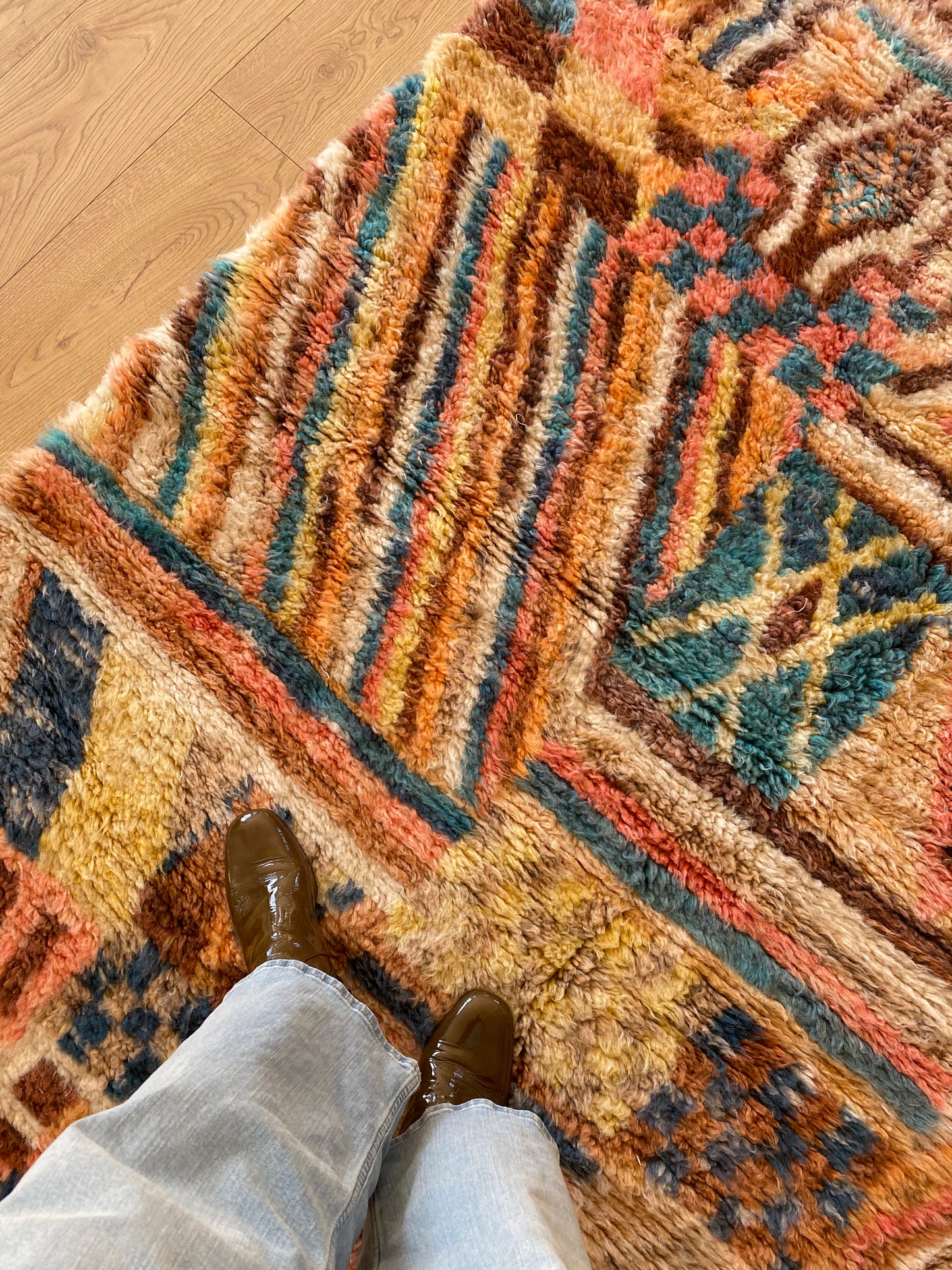 Beni Ouarain Moroccan Colorful Rug (1111) 251x158cm - Tribal