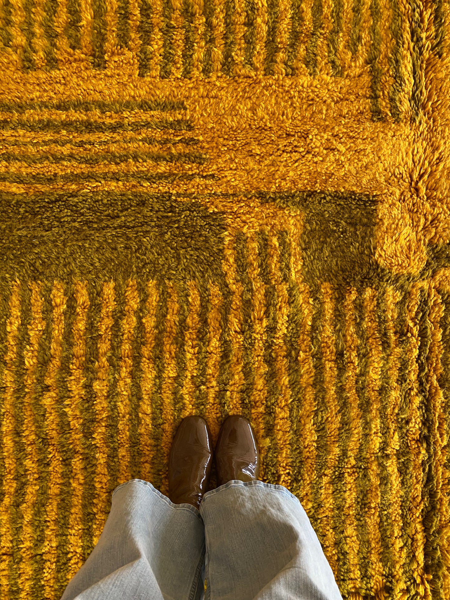 Beni Ouarain Moroccan Colorful Rug (1128) 298x204cm - Olive Oil