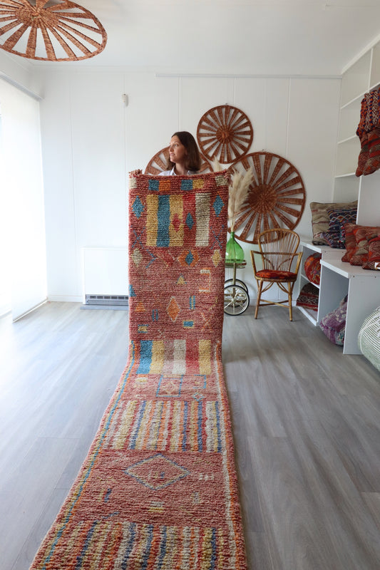 Boujaad Moroccan Colorful Runner Rug (321) 395x73cm