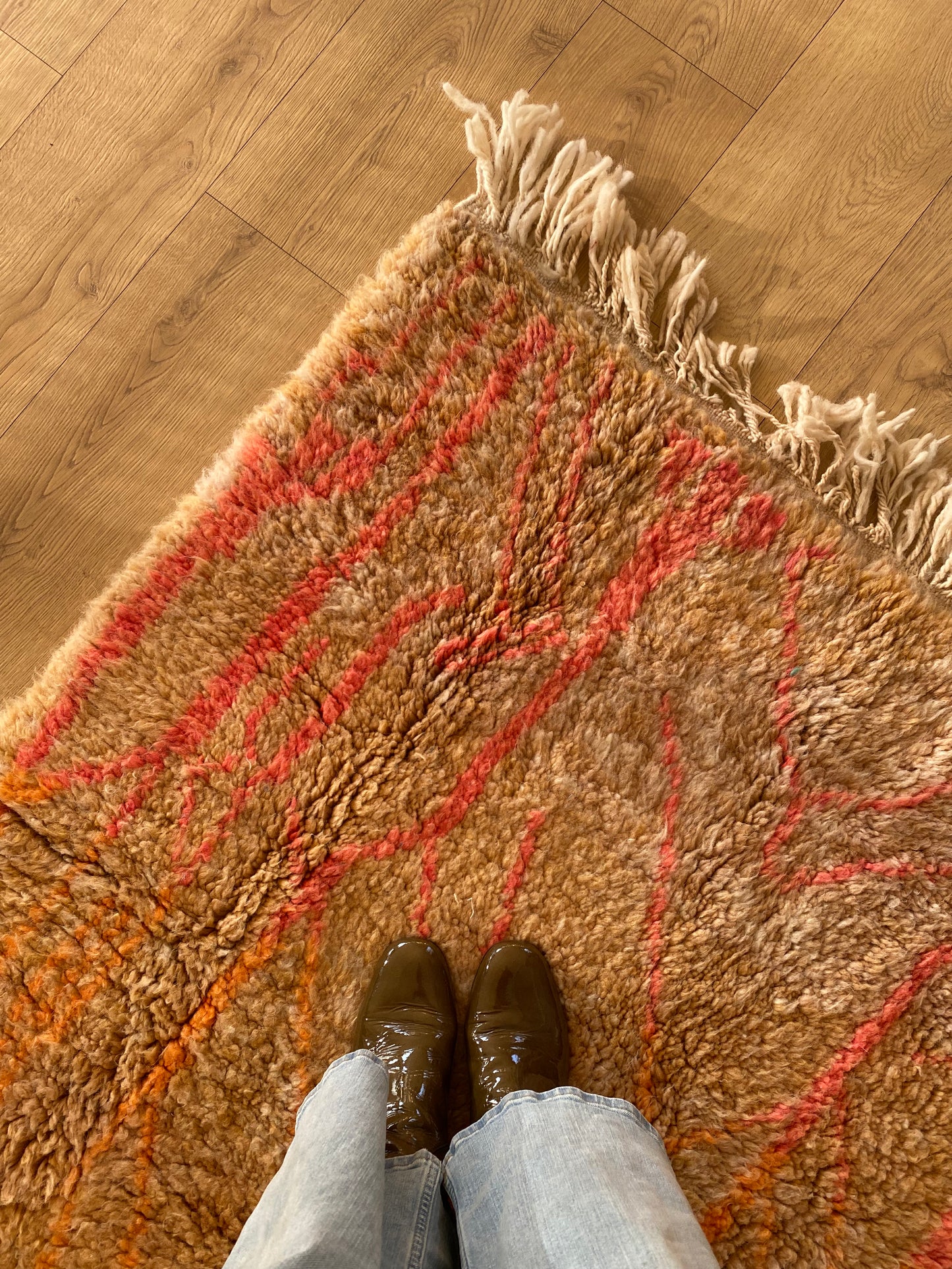 Beni Ouarain Moroccan Colorful Rug (1100) 257x157cm - Pink Flow