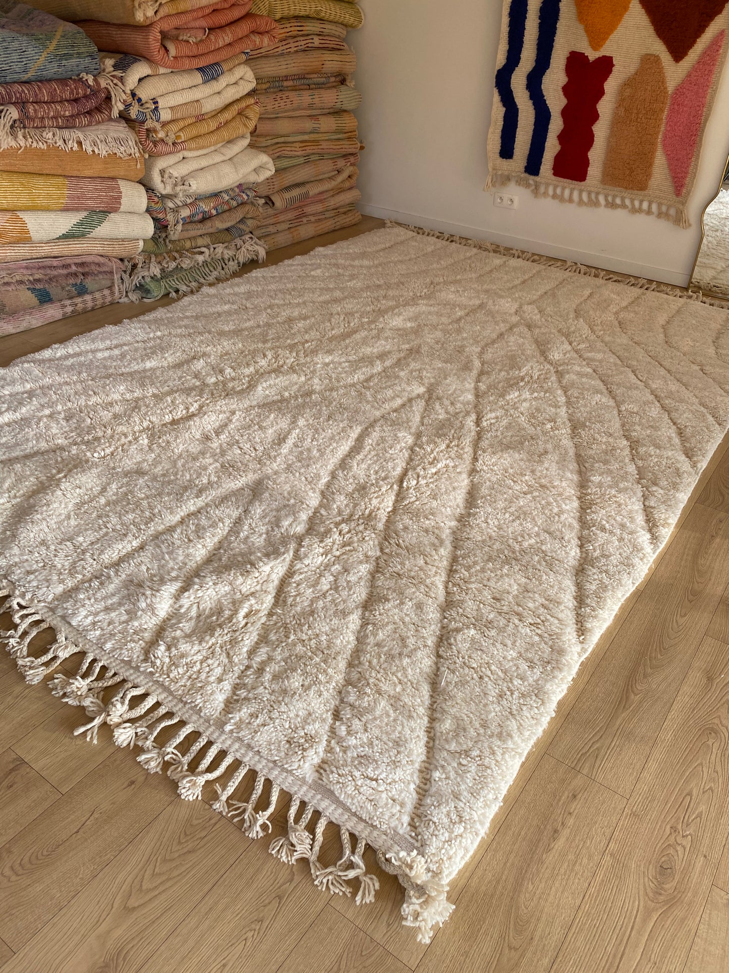 White Beni Ouarain Rug (1132) 349x245cm - Moonlight