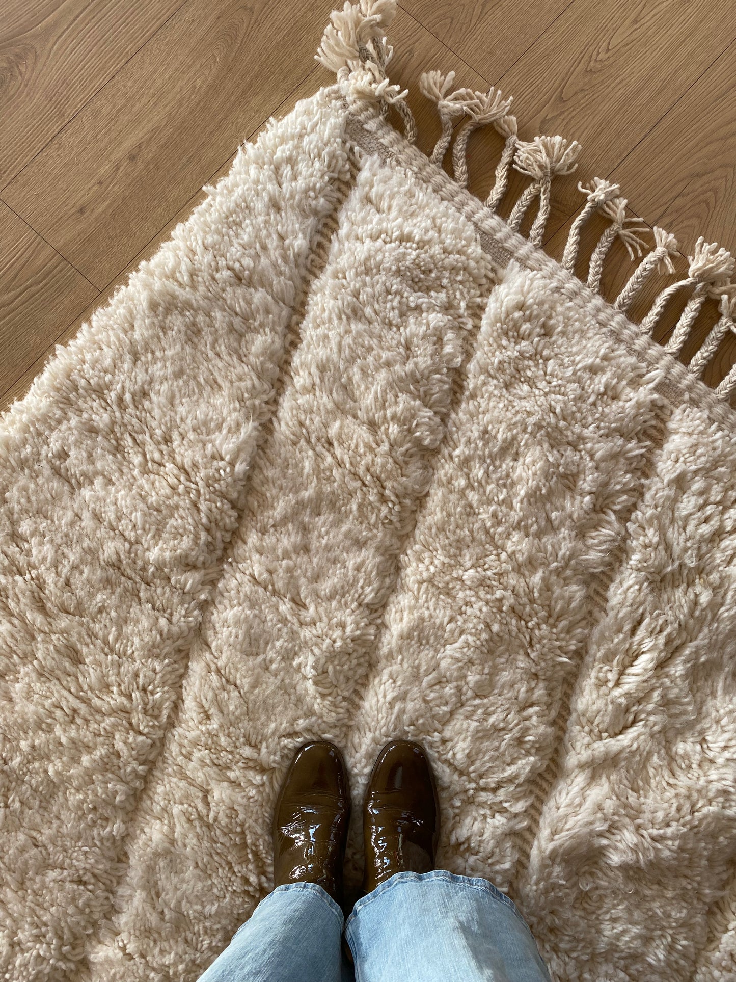 White Beni Ouarain Rug (1132) 349x245cm - Moonlight