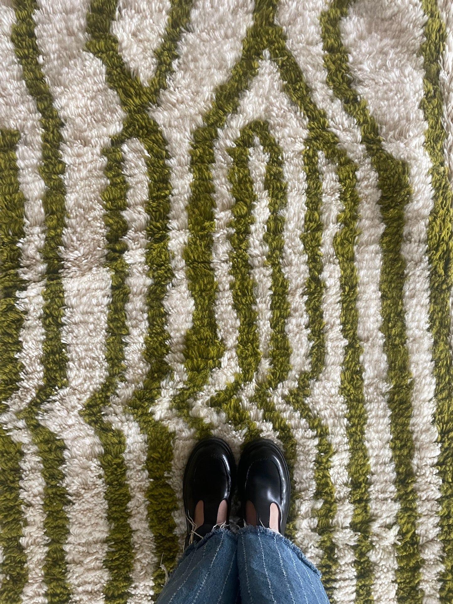White and Green Berber Wool Rug made to order (9)
