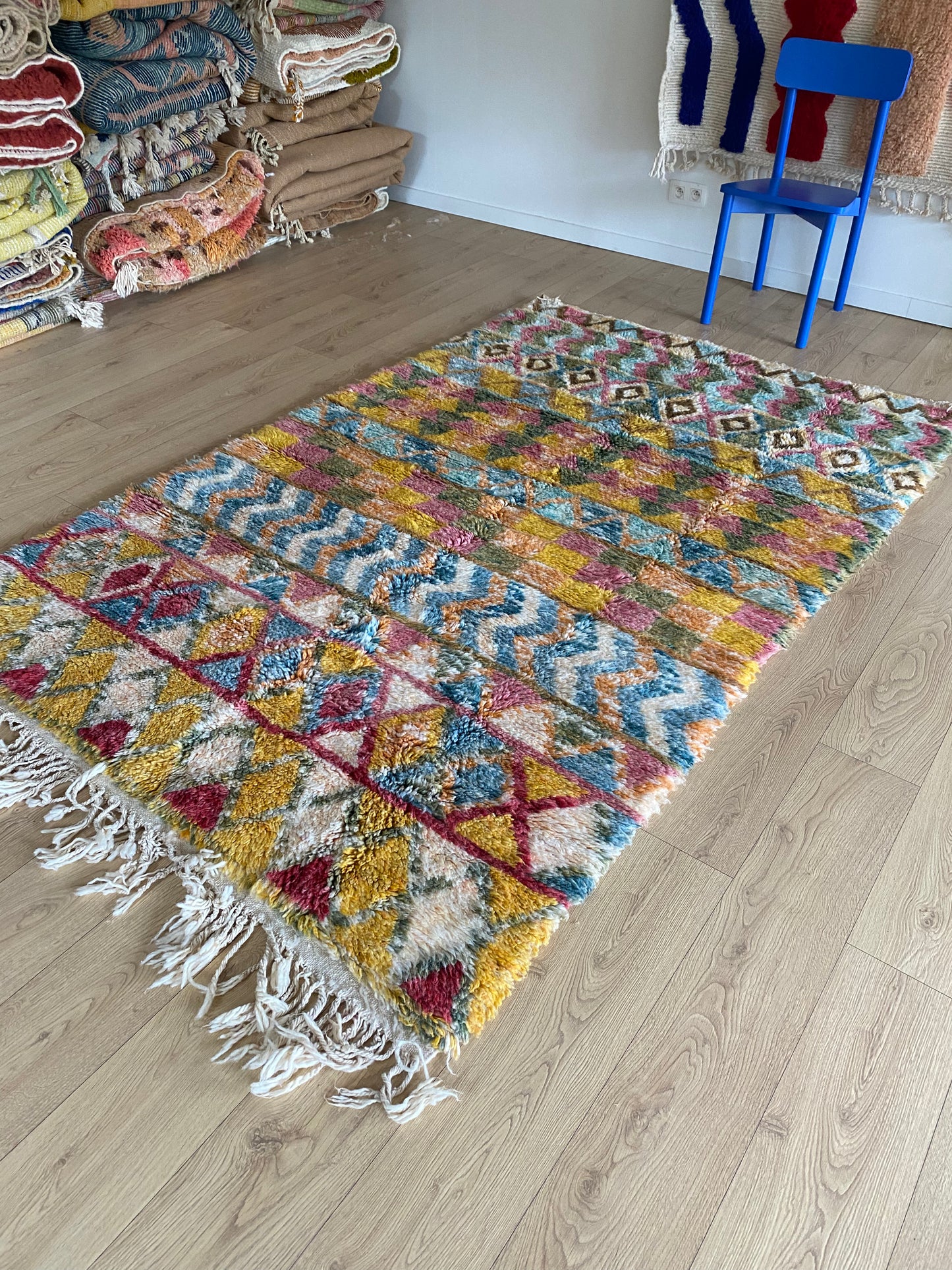Beni Ouarain Moroccan Colorful Rug (1157) 242x155cm - Joy