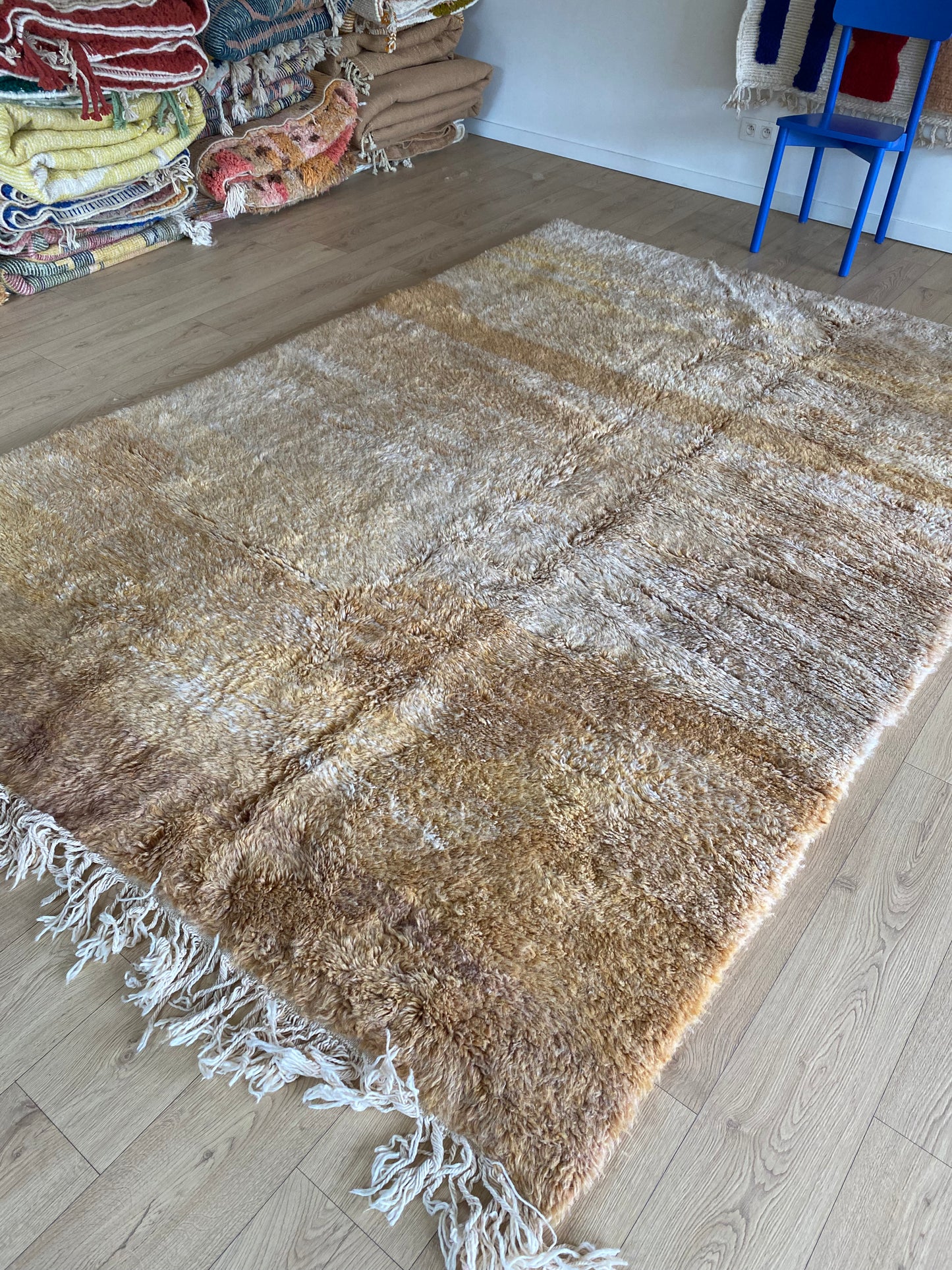 Beni Ouarain Moroccan Colorful Rug (1194) 296x203cm - Burnt Earth