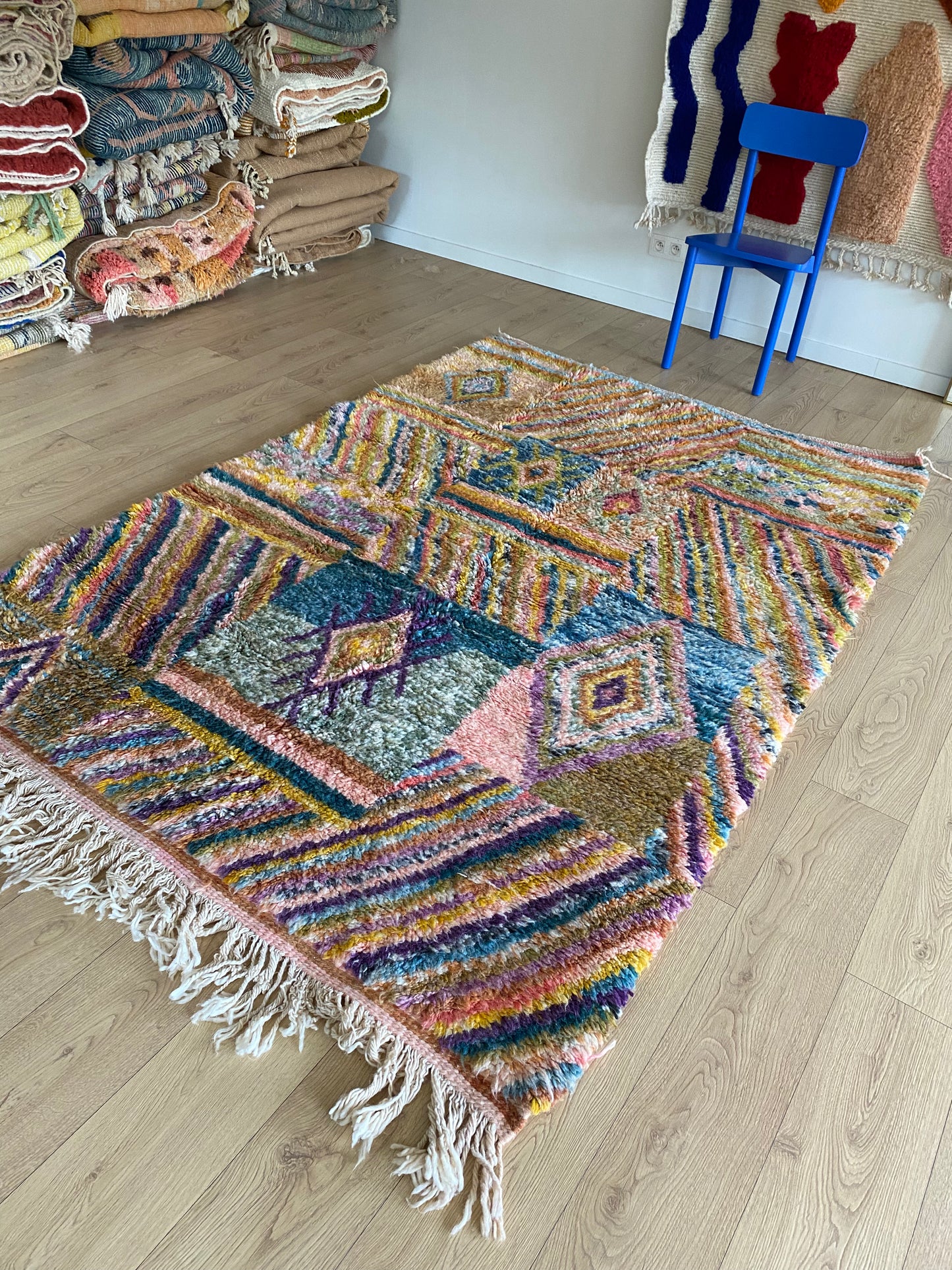 Beni Ouarain Moroccan Colorful Rug (1159) 245x160cm - Diana