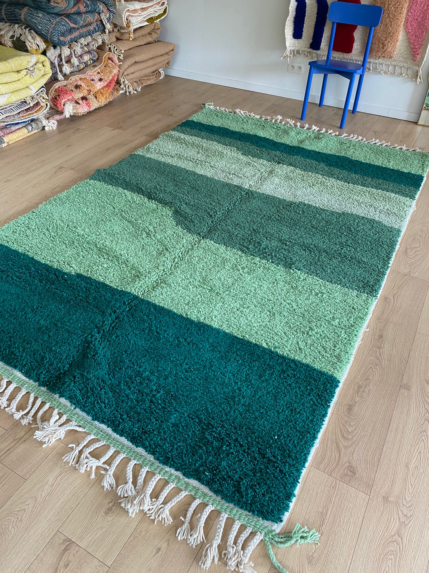 Beni Ouarain Moroccan Colorful Rug (1186) 294x190cm - Algae