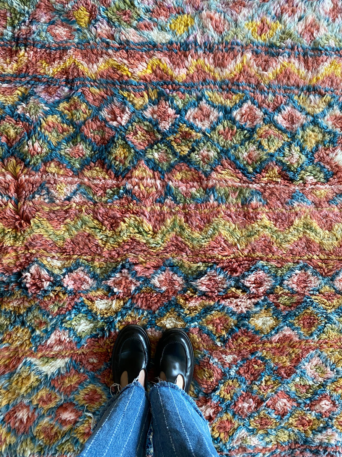 Beni Ouarain Moroccan Colorful Rug (1207) 296x202cm - Pink Flower Fields