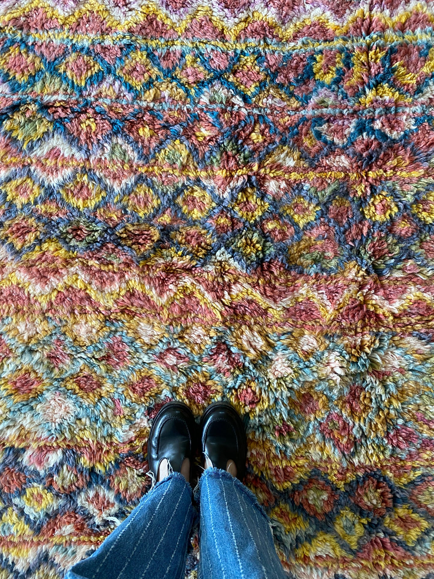 Beni Ouarain Moroccan Colorful Rug (1207) 296x202cm - Pink Flower Fields