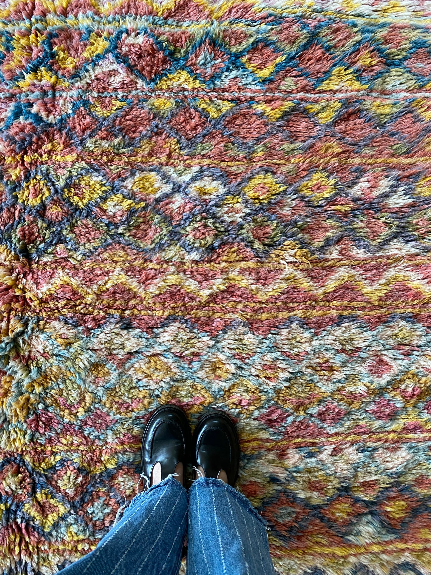 Beni Ouarain Moroccan Colorful Rug (1207) 296x202cm - Pink Flower Fields