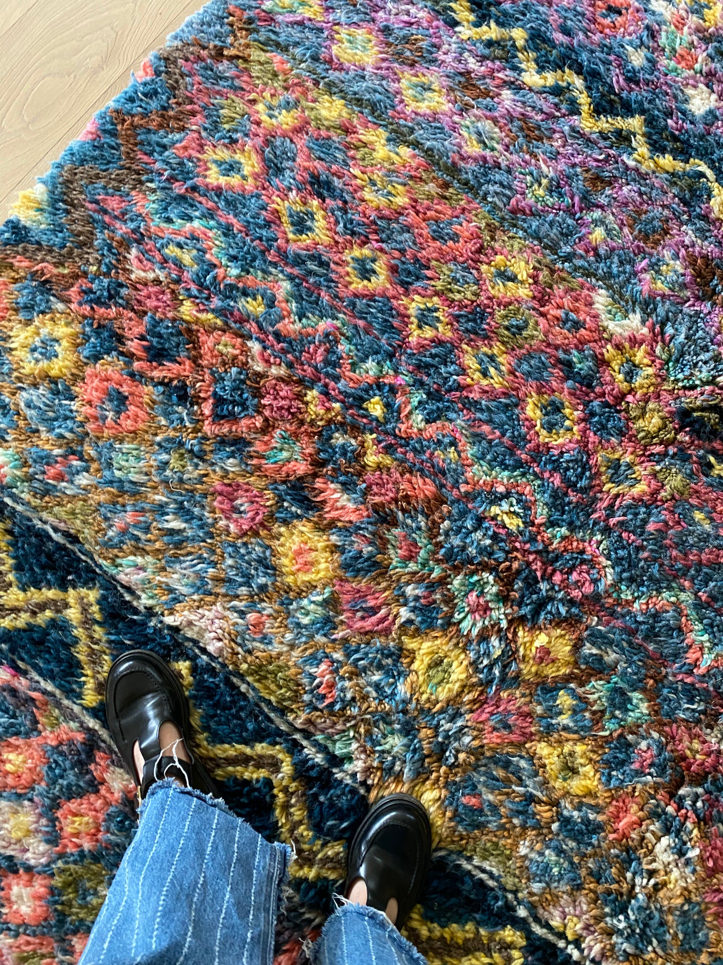 Beni Ouarain Moroccan Colorful Rug (1192) 295x190cm - Blue Flower Fields