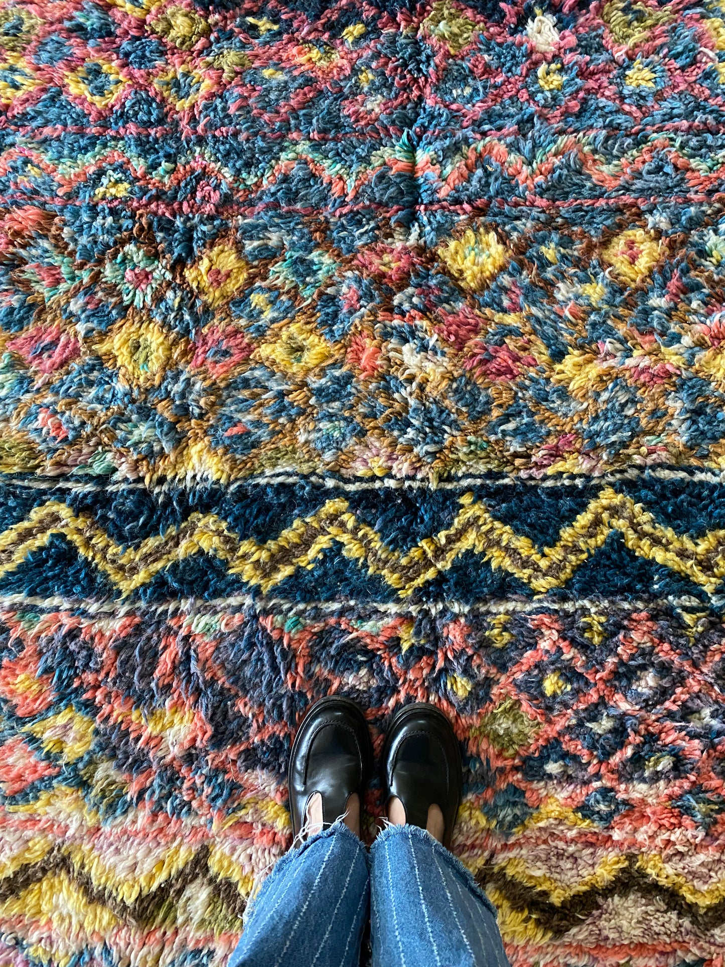 Beni Ouarain Moroccan Colorful Rug (1192) 295x190cm - Blue Flower Fields