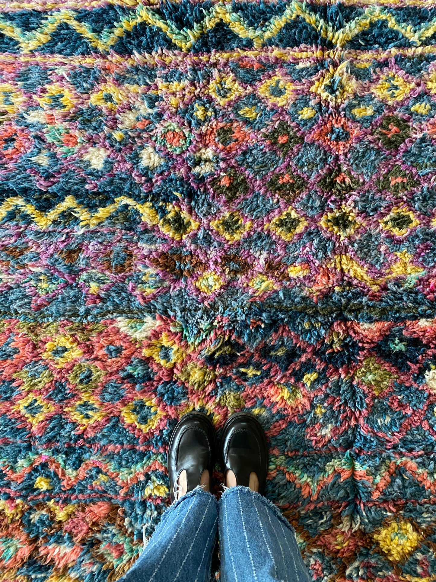 Beni Ouarain Moroccan Colorful Rug (1192) 295x190cm - Blue Flower Fields