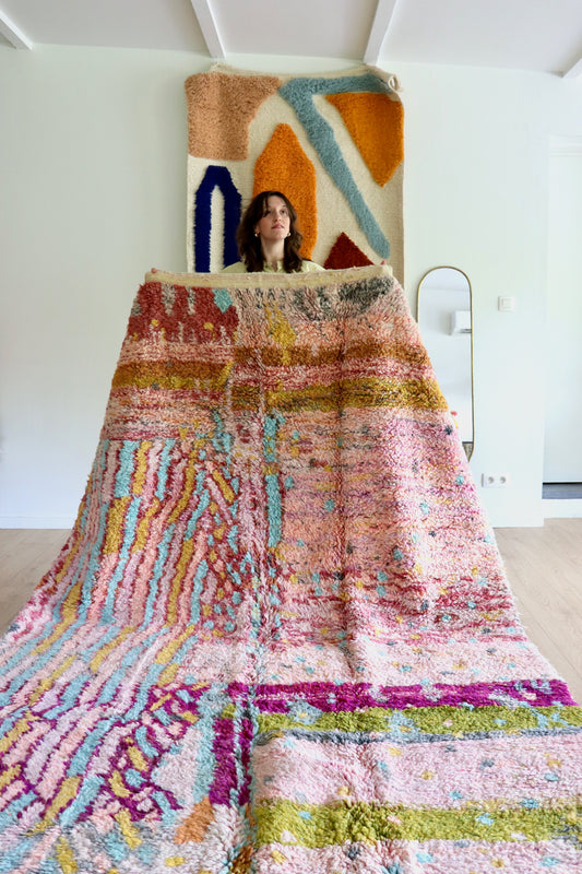 Beni Ouarain Moroccan Colorful Rug (1237) 307x197cm - Nap in the garden