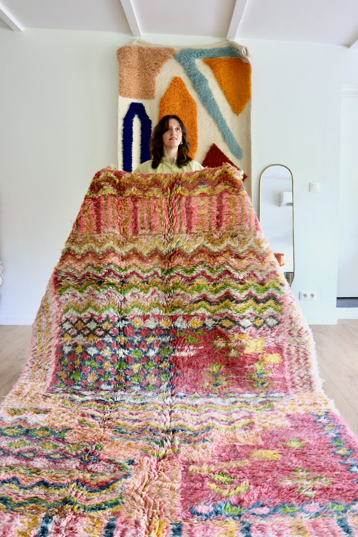 Beni Ouarain Moroccan Colorful Rug (1236) 293x188cm - Flower Fields