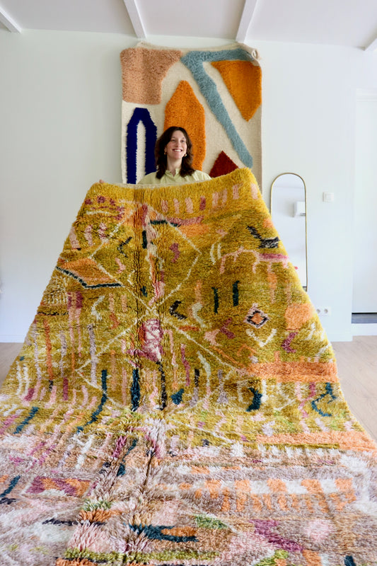 Beni Ouarain Moroccan Colorful Rug (1235) 304x213cm - Chartreuse