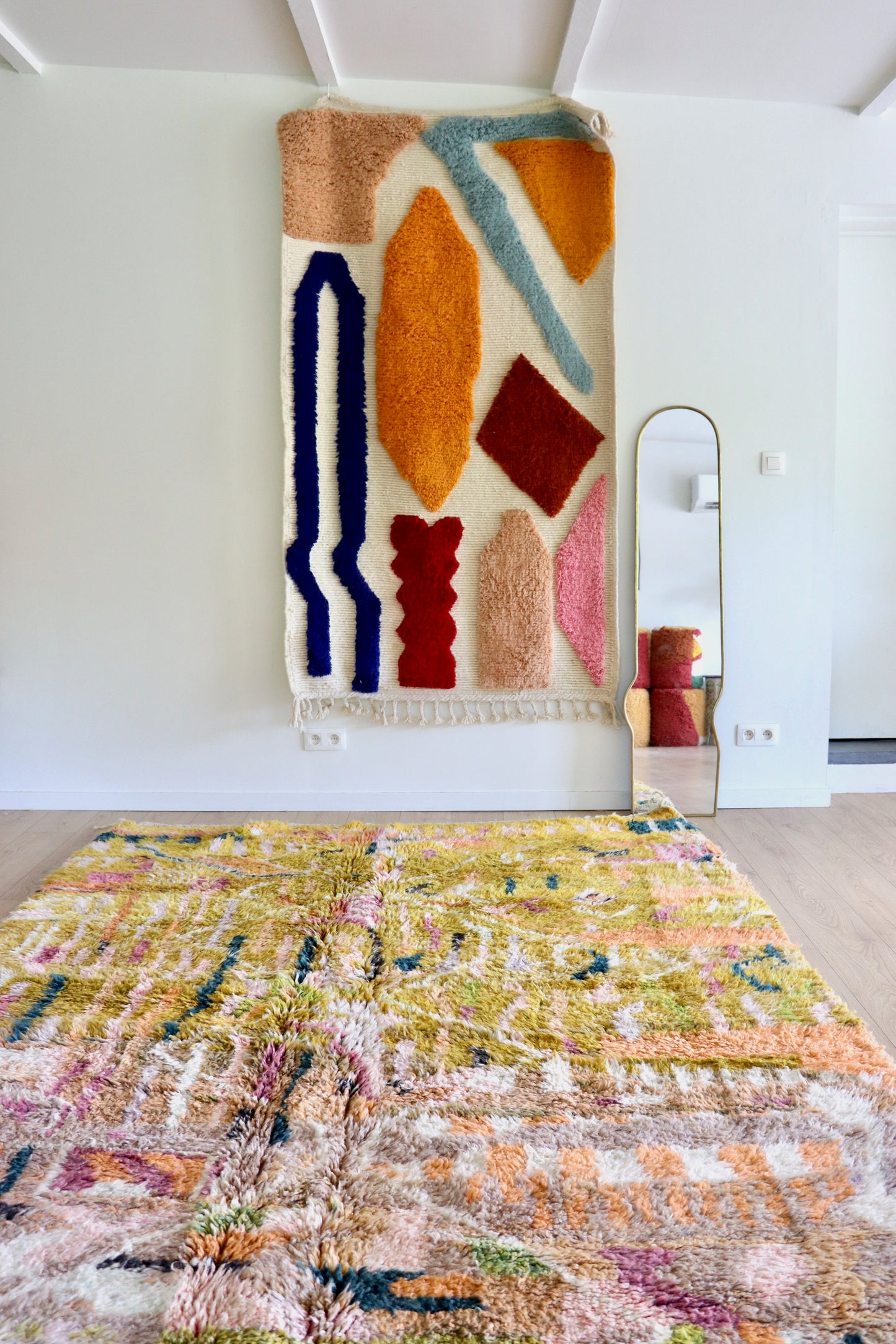 Beni Ouarain Moroccan Colorful Rug (1235) 304x213cm - Chartreuse
