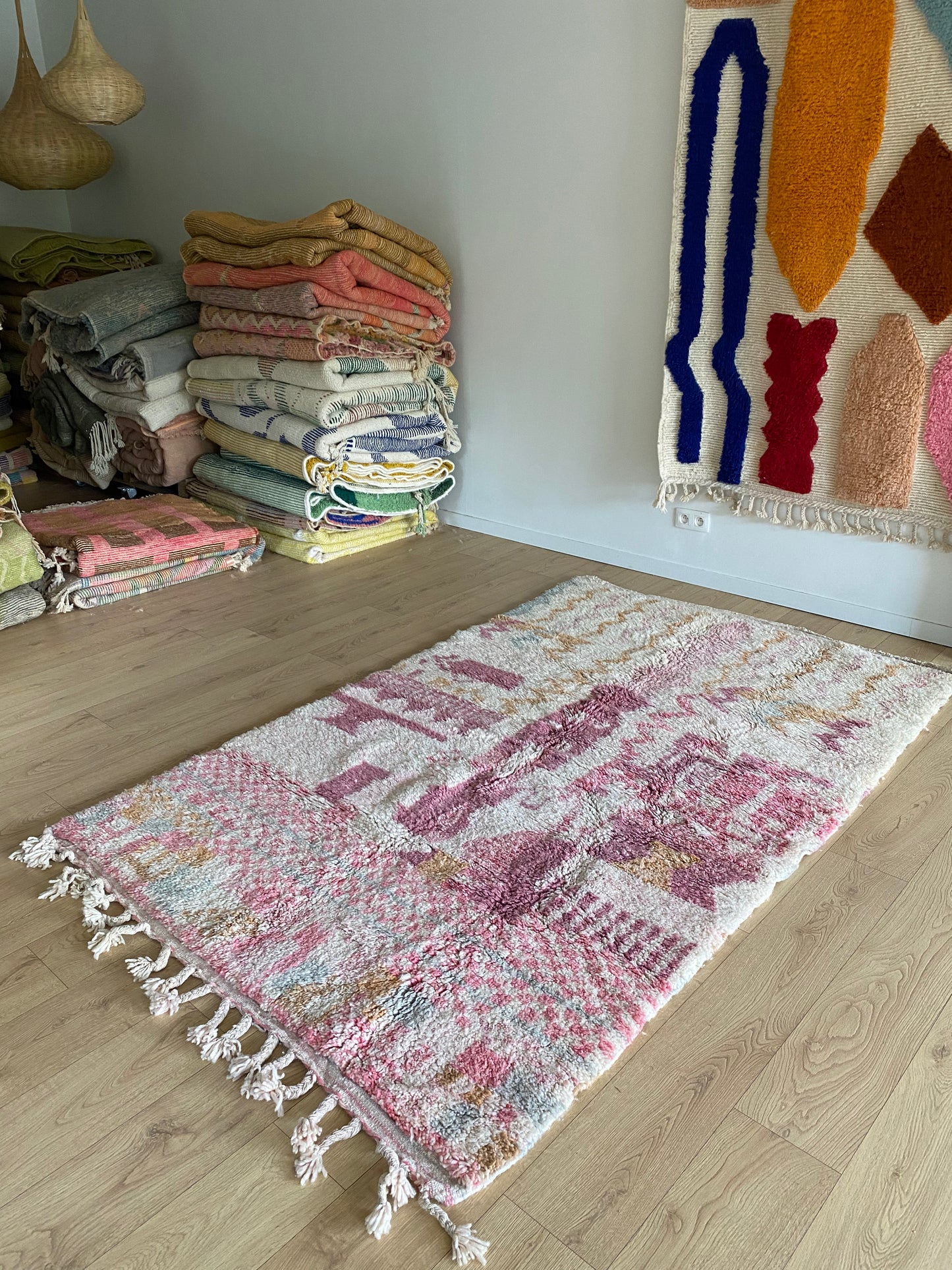 Beni Ouarain Moroccan Colorful Rug (1217) 242x153cm - Sugar