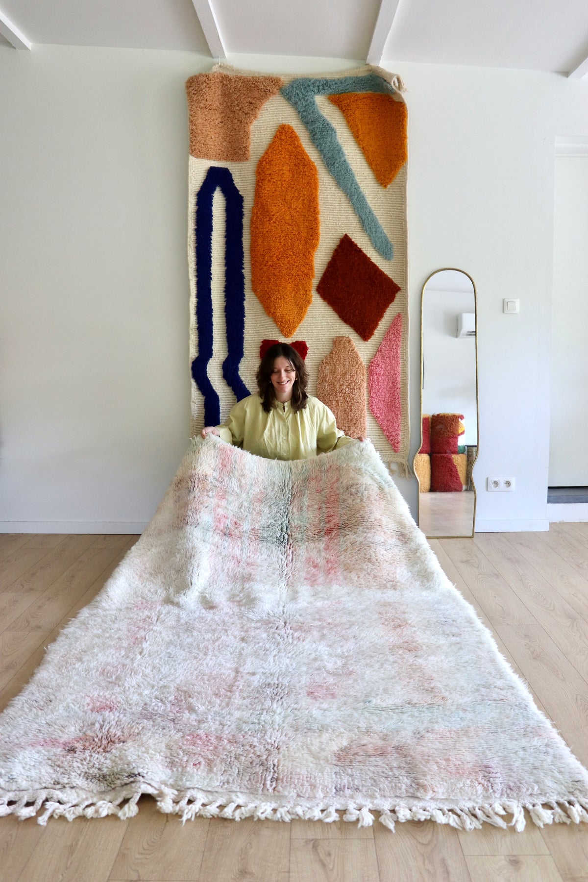 Beni Ouarain Moroccan Colorful Rug (1245) 230x158cm - Icy Blue