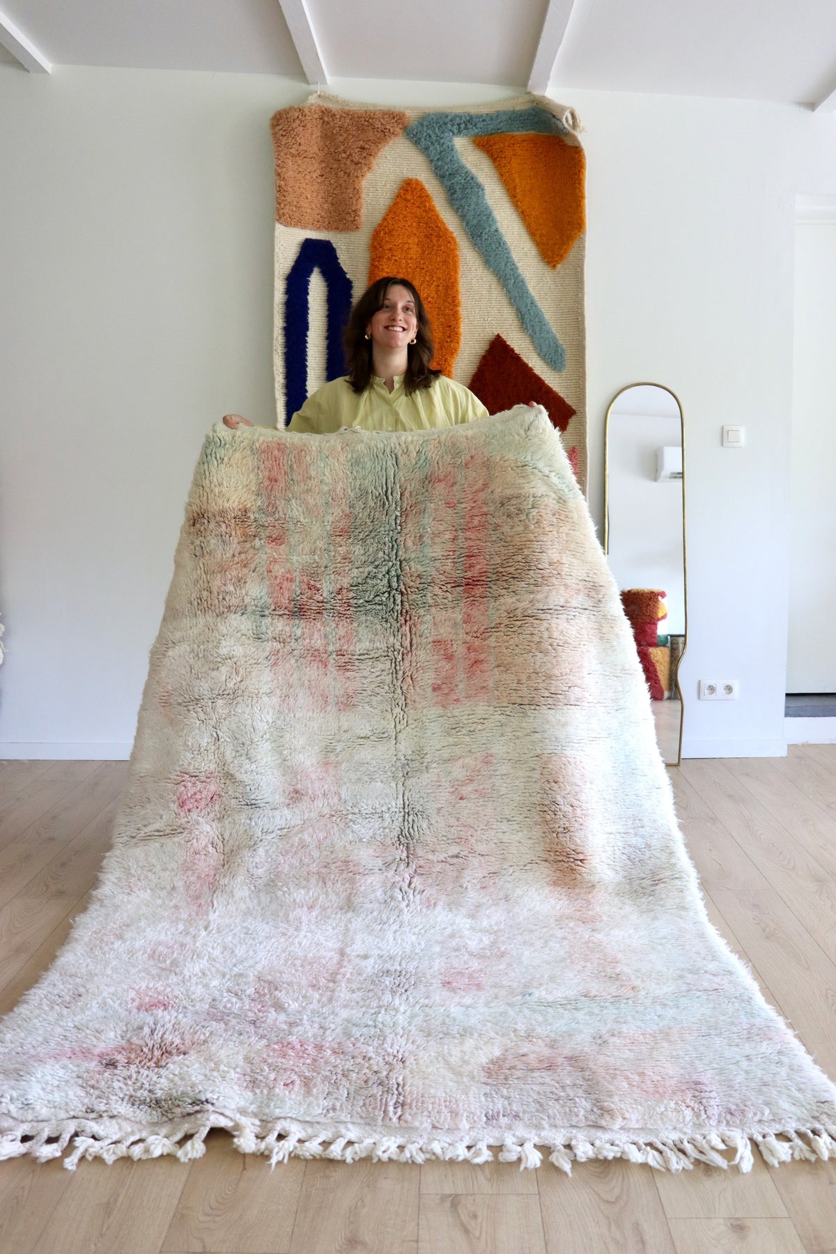 Beni Ouarain Moroccan Colorful Rug (1245) 230x158cm - Icy Blue