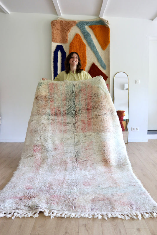 Beni Ouarain Moroccan Colorful Rug (1245) 230x158cm - Icy Blue