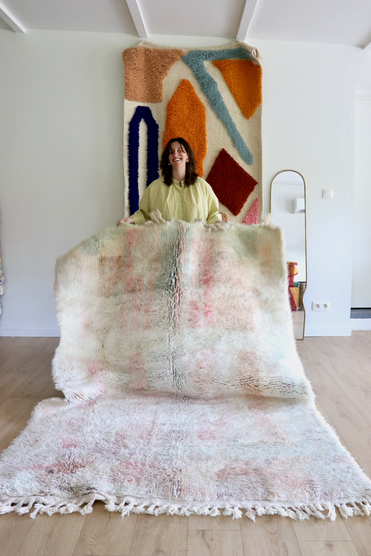 Beni Ouarain Moroccan Colorful Rug (1245) 230x158cm - Icy Blue