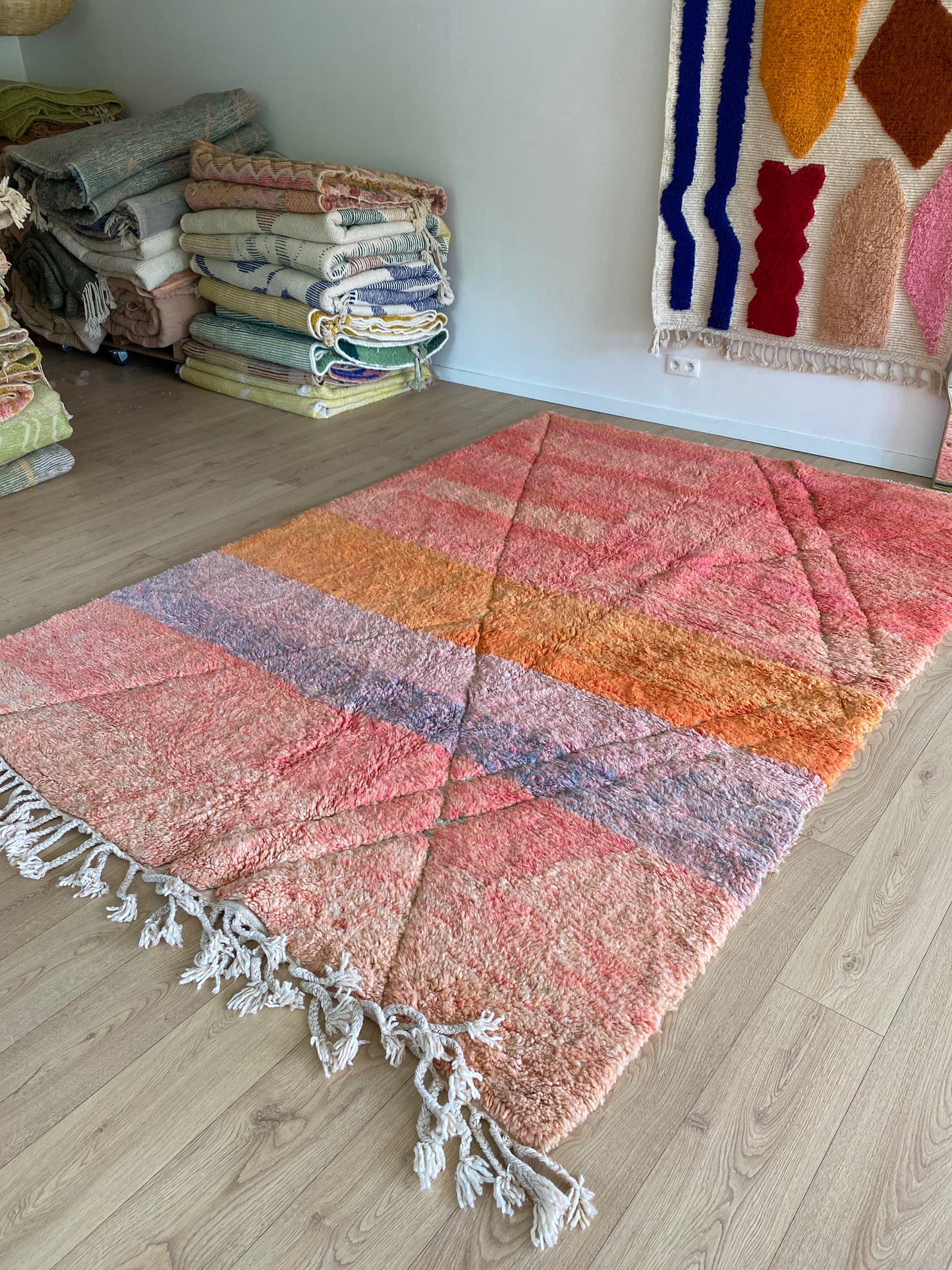 Beni Ouarain Moroccan Colorful Rug (1234) 300x210cm - Sunset