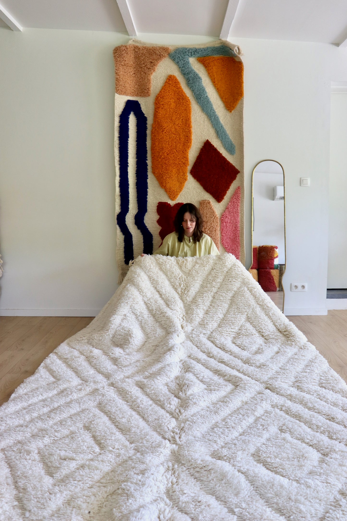 Beni Ouarain Moroccan Rug (1225) 302x199cm - Milk