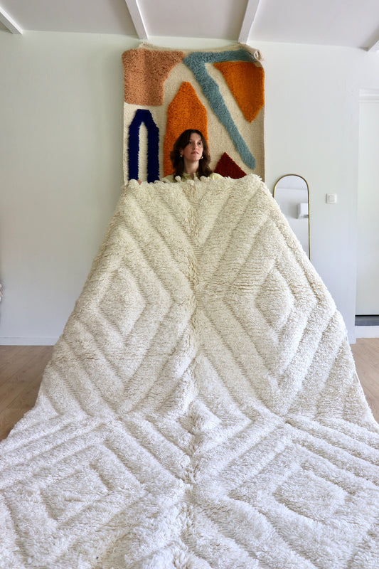 Beni Ouarain Moroccan Rug (1225) 302x199cm - Milk