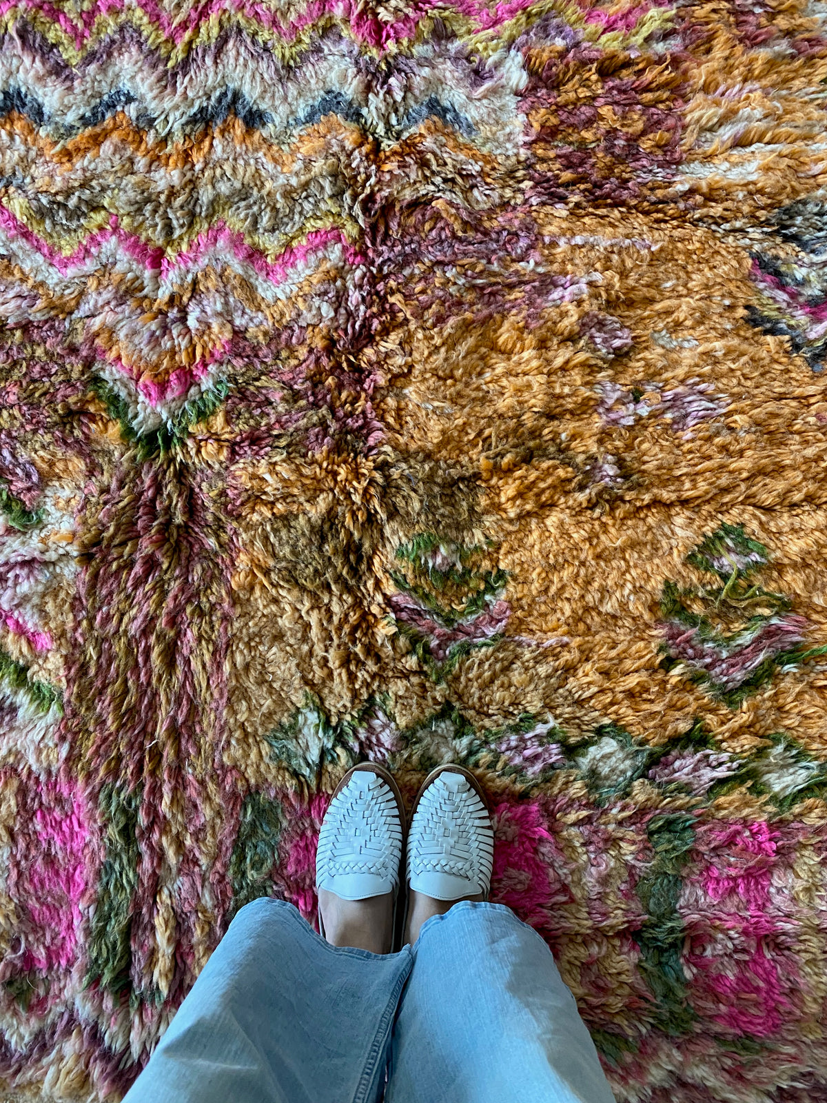 Tapis Beni Ouarain coloré (1290) 292x203cm - Flower Fields Orange