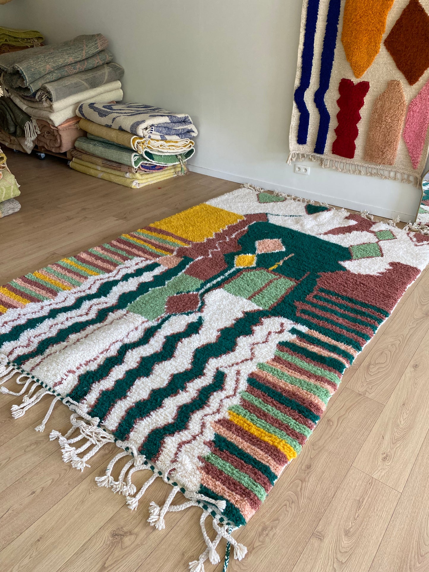 Tree of Colors Design Berber Rug (1229) 287x200cm - Emerald