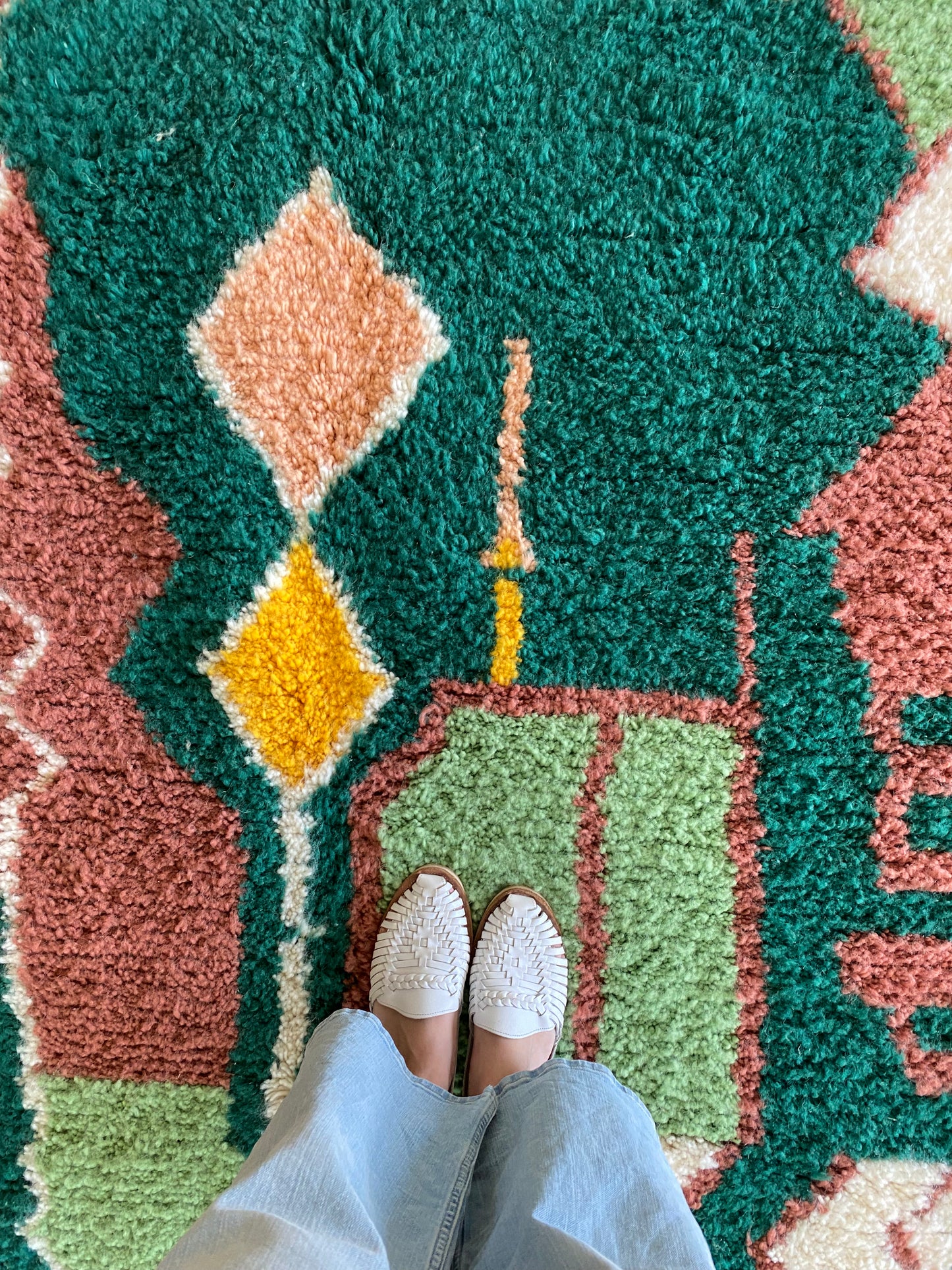 Tree of Colors Design Berber Rug (1229) 287x200cm - Emerald