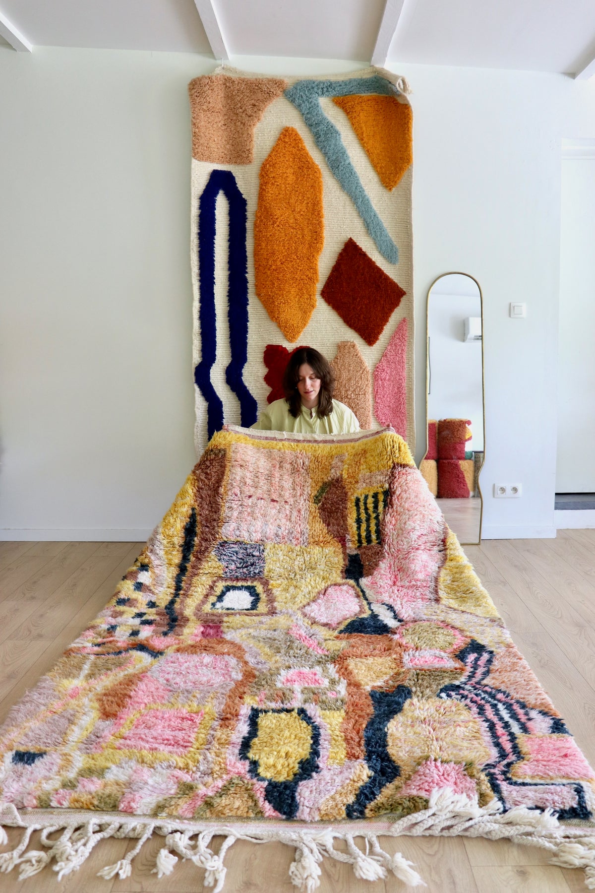 Beni Ouarain Moroccan Colorful Rug (1246) 245x164cm - Retro
