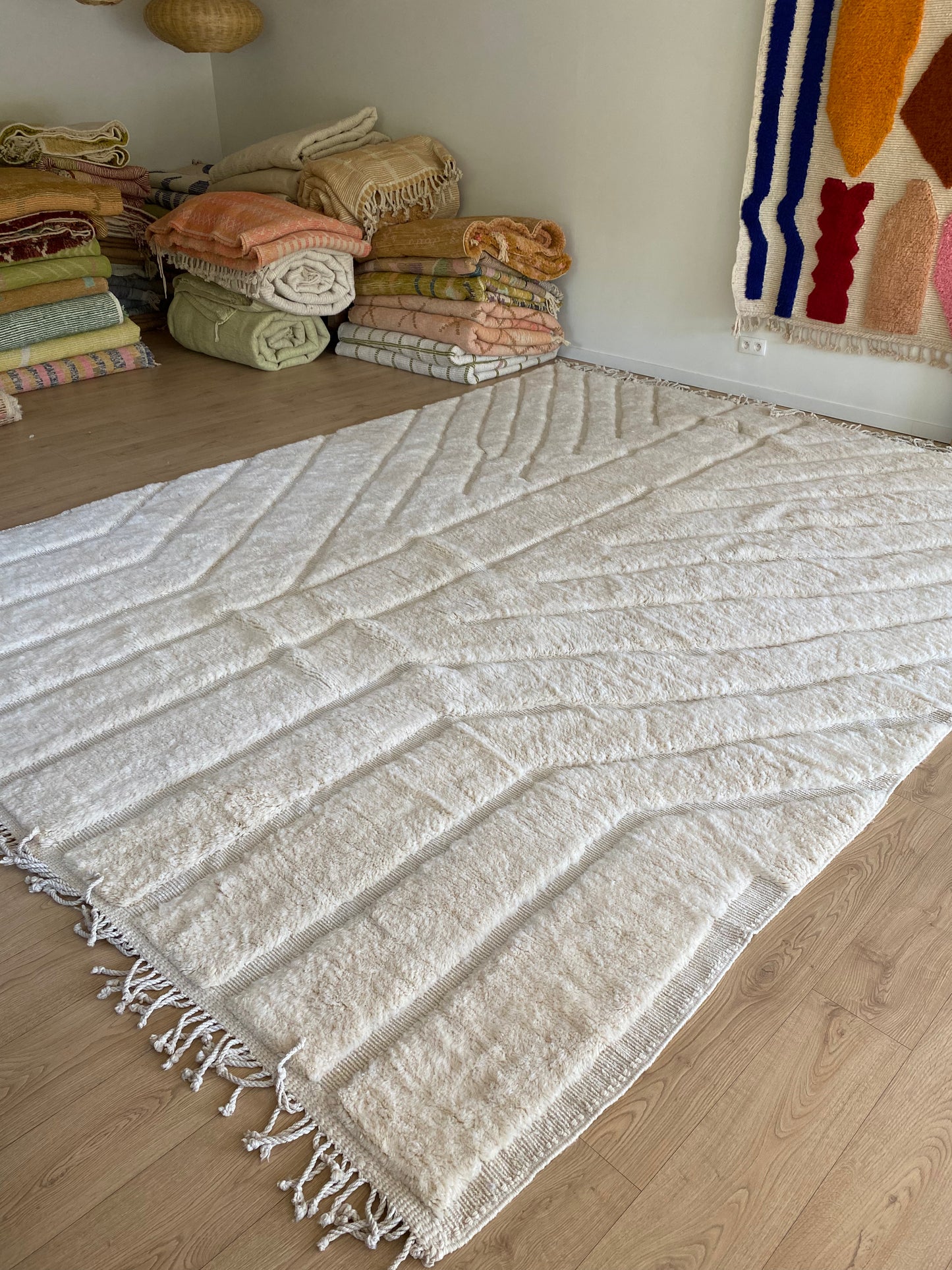 Tapis marocain Mrirt (1310) 410x310cm - Milk Foam