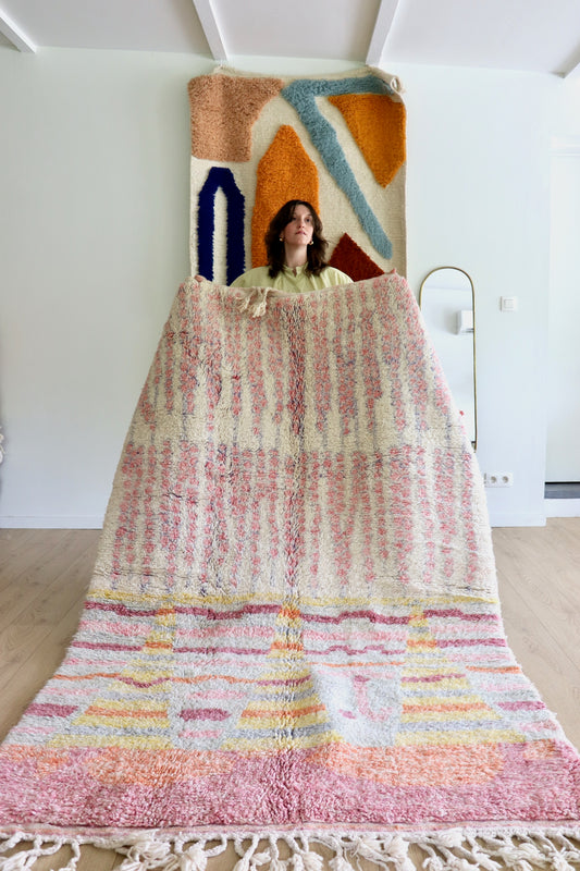 Beni Ouarain Moroccan Colorful Rug (1249) 256x158cm - Pyramids at Sunrise