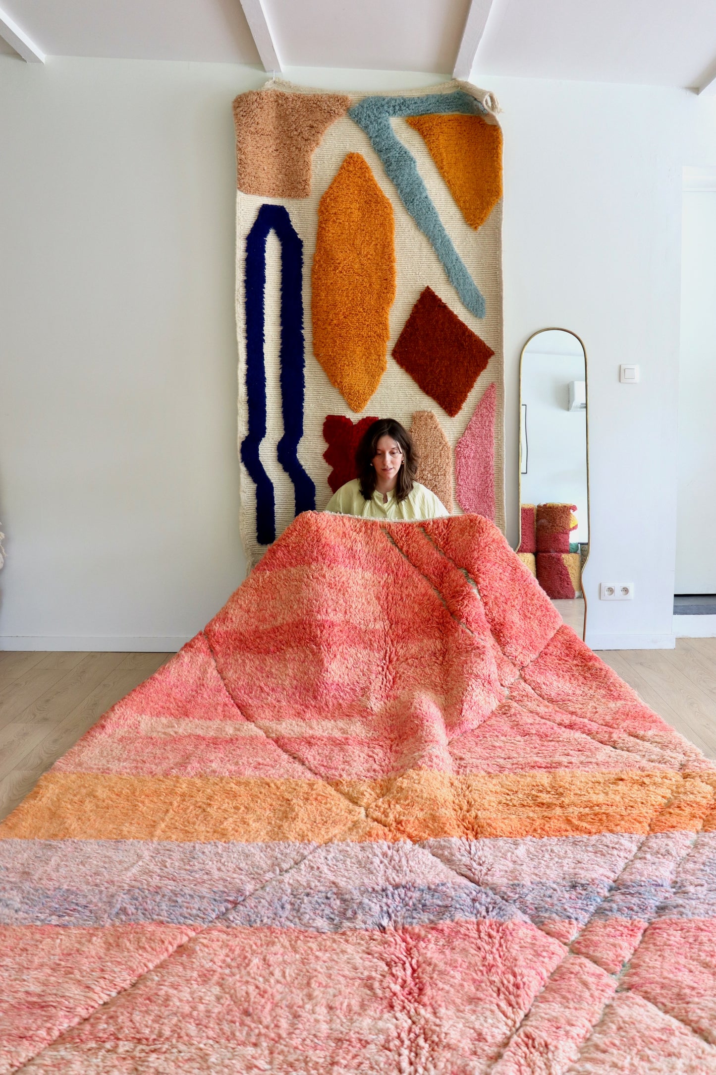Beni Ouarain Moroccan Colorful Rug (1234) 300x210cm - Sunset
