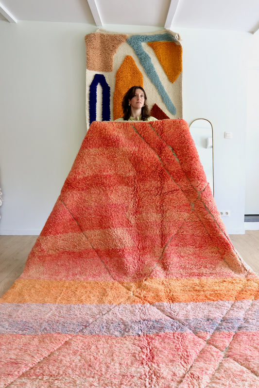 Beni Ouarain Moroccan Colorful Rug (1234) 300x210cm - Sunset