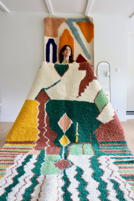 Tree of Colors Design Berber Rug (1229) 287x200cm - Emerald