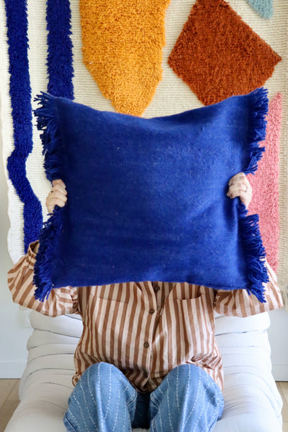 Moroccan Wool Cushions with tassels - Blue/Pink/Orange/Butter Yellow/Terracotta