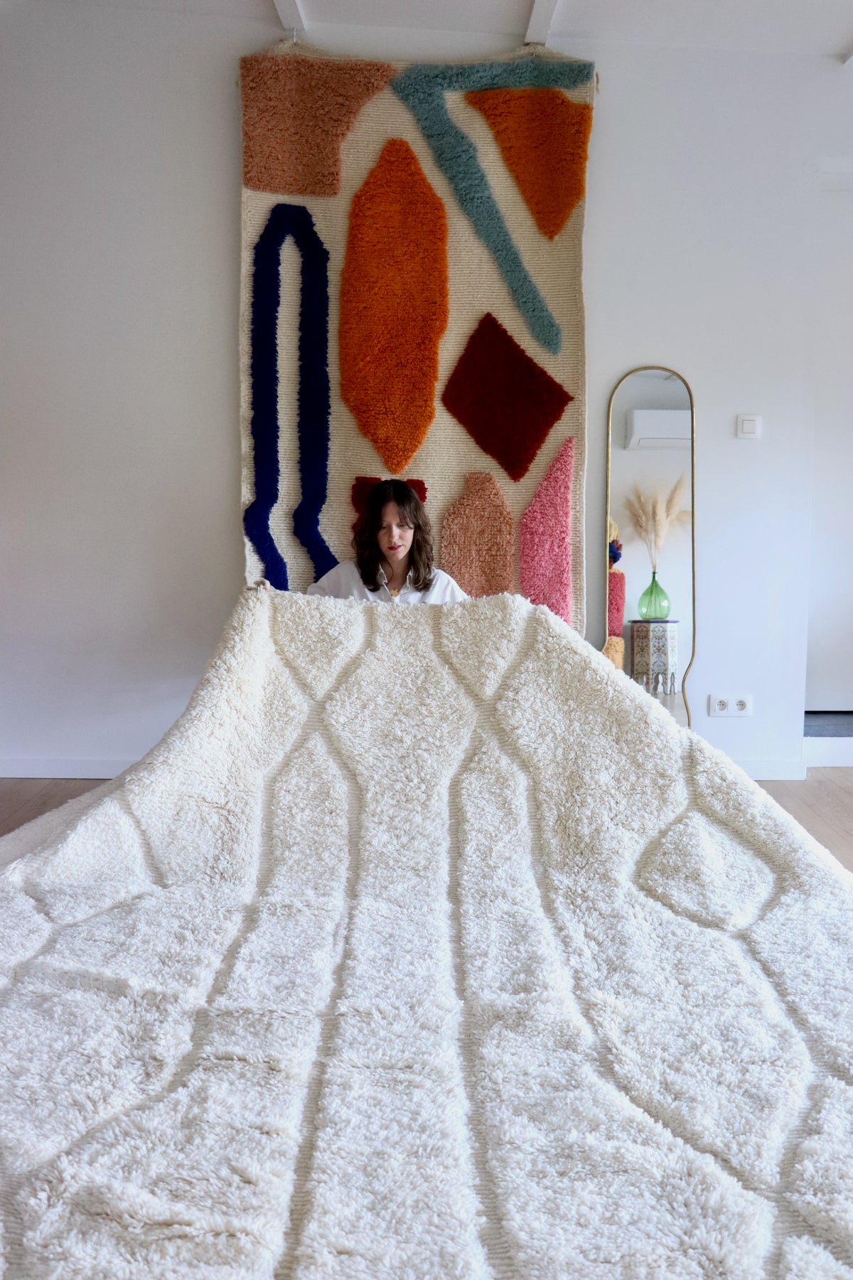 Tapis Beni Ouarain blanc (1306) 342x246cm - Number 2